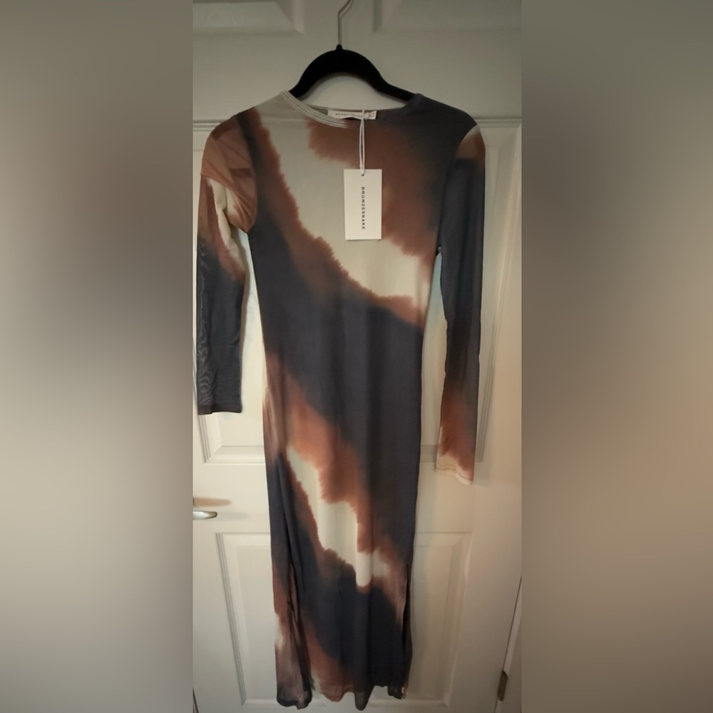 Elegant Long Sleeve Tie-Dye Dress